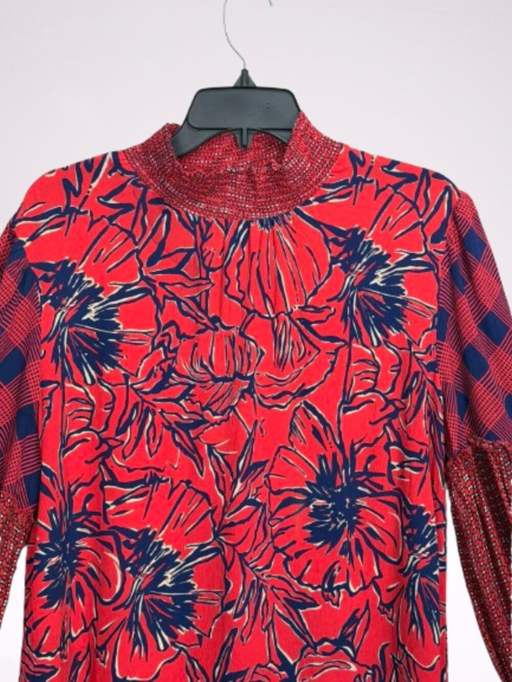 Anthropologie Bl^nk London 100% Viscose Mixed-Print Mock Neck Top Blouse Size XL - Picture 4 of 9